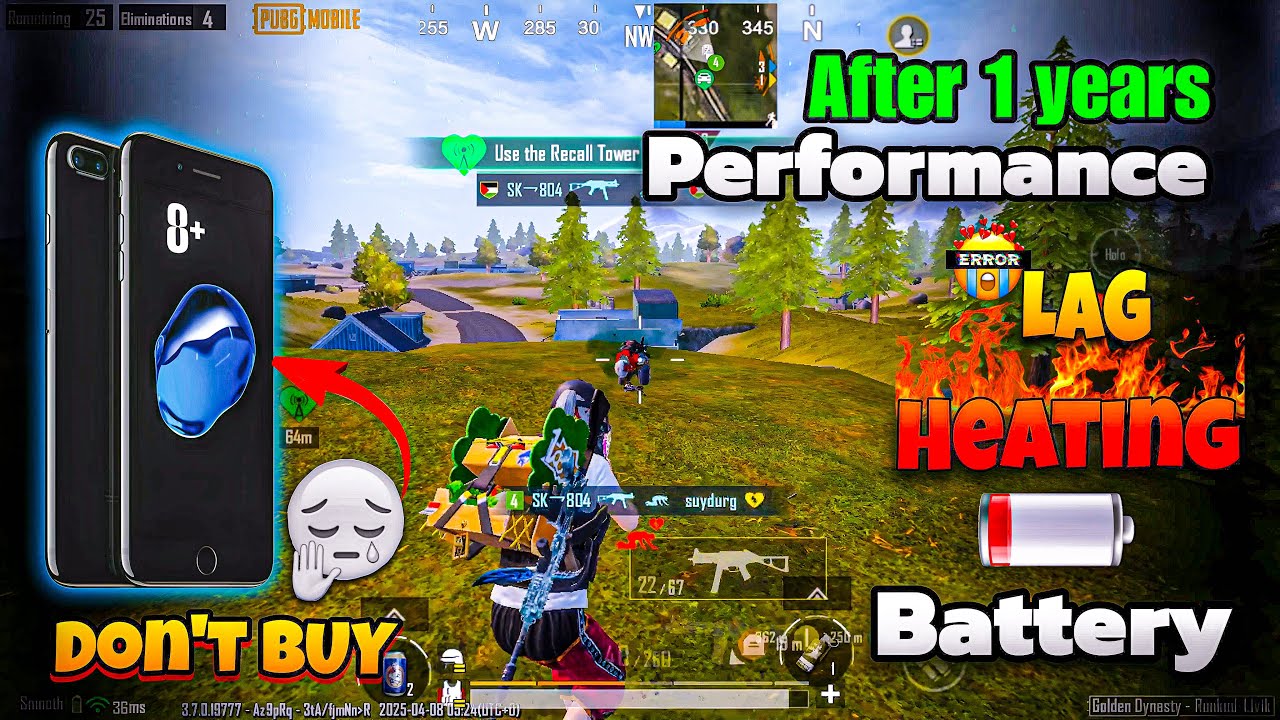 iPhone 8 PLUS PUBG TEST 2025🔥| don’t buy😟 | | 2025?| Heat & lag | Battery | Gyro | PUBG