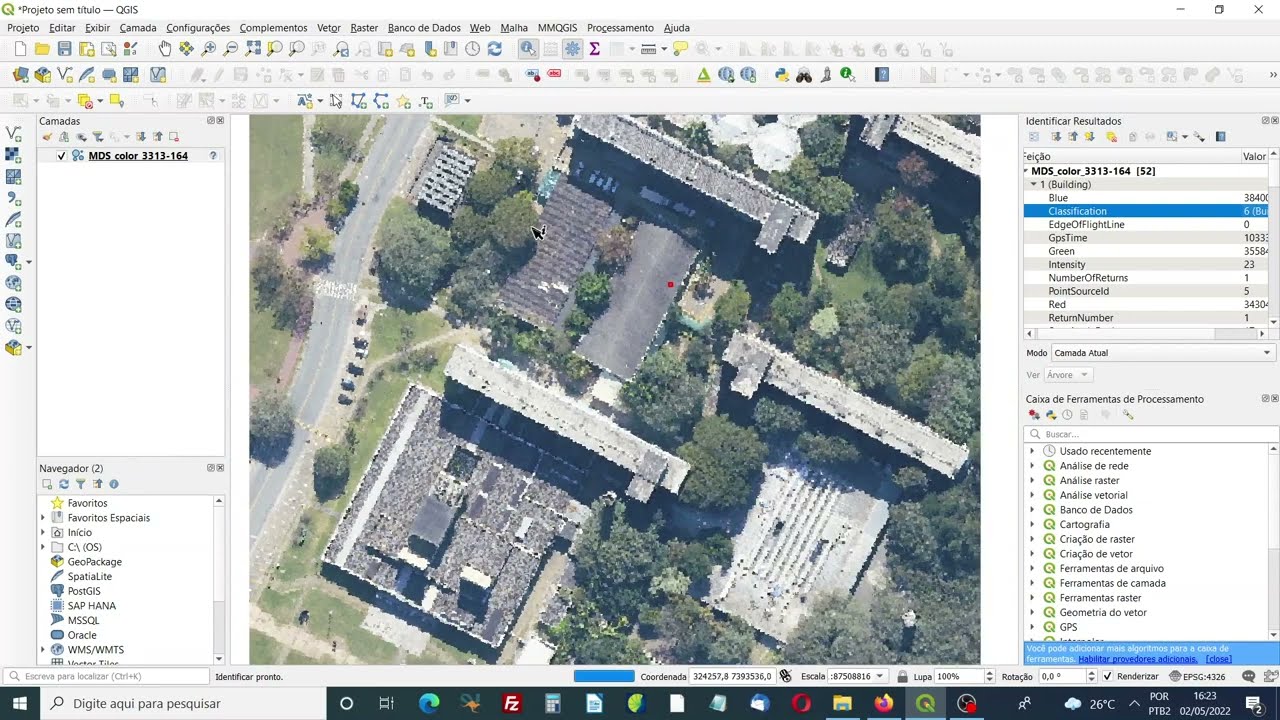 Vídeo 140 - Inserindo dados LIDAR 3D (nuvem de pontos) no QGIS.