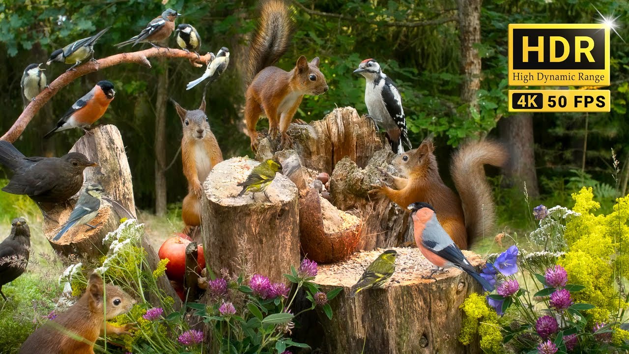 Forest Friends in Summer Serenity: 10 hours Cat & Dog TV with Chirps and Chatters (4K HDR)