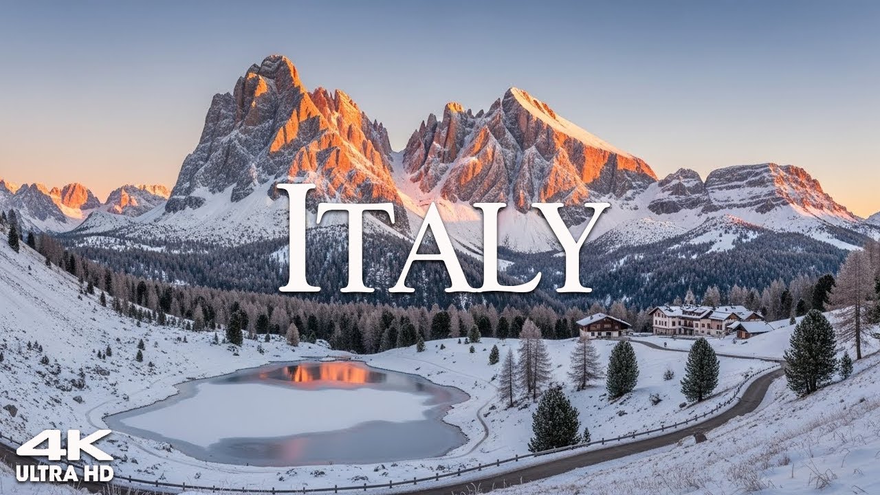 Italy 4K Winter – Cinematic Alpine Journey | Frozen Lakes, Snowy Alps & Old World Villages