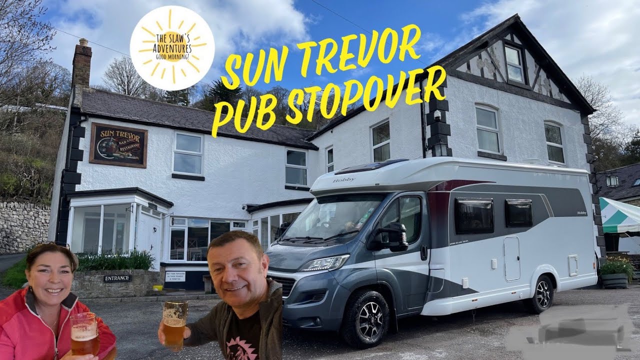 Motorhome pub stopover at the Sun Trevor and breakfast at the Rhug Estate.