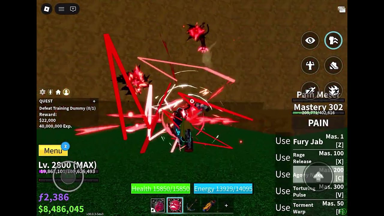 Showcasing/ doing combos with PAIN
