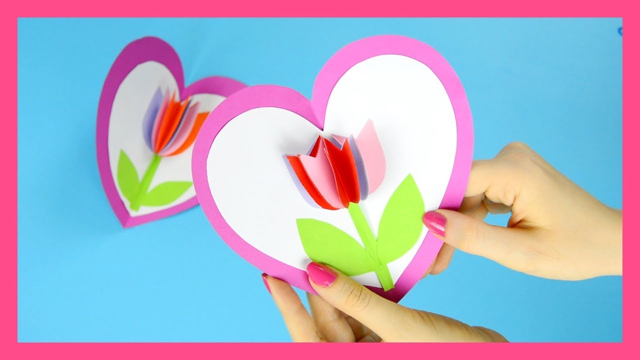 Tulip in a Heart Card - step by step Valentines day or Mothers day card tutorial