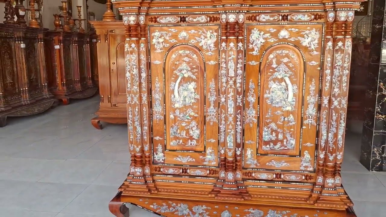 Giới thiệu cùng Quý cô chú ac cây tủ thờ  Gò Công 9 trụ gỗ căm xe cửa gõ đỏ.Giá Gốc