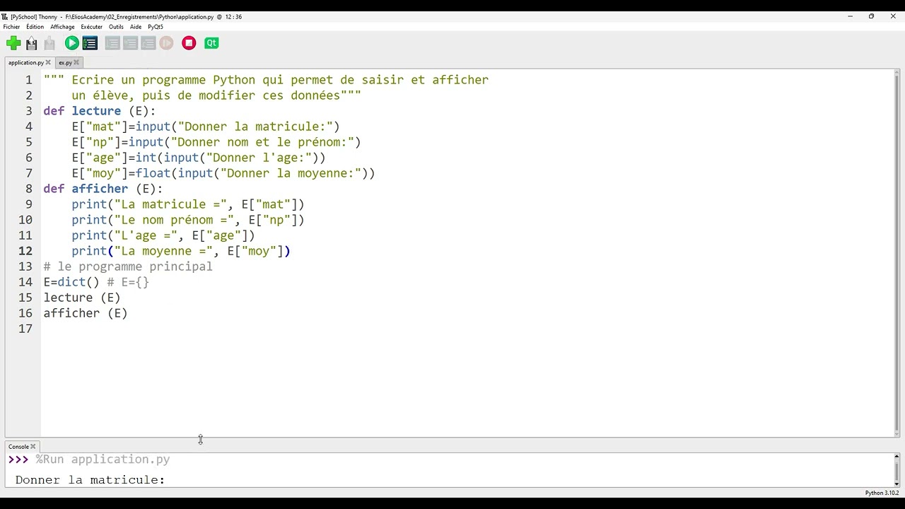 06_Les enregistrements : Application PYTHON - Opérations de base