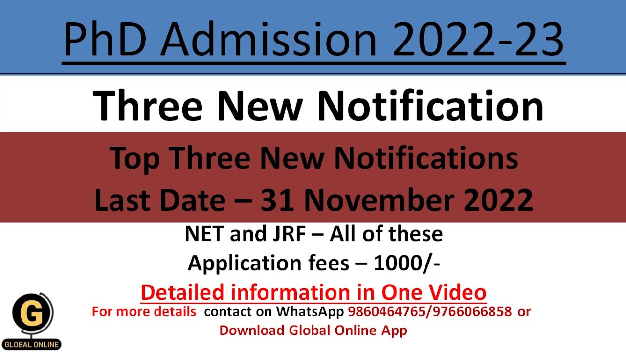 PhD Three New Application 2022-23| New PhD Admission 2023|Government University PhD Admission 2022