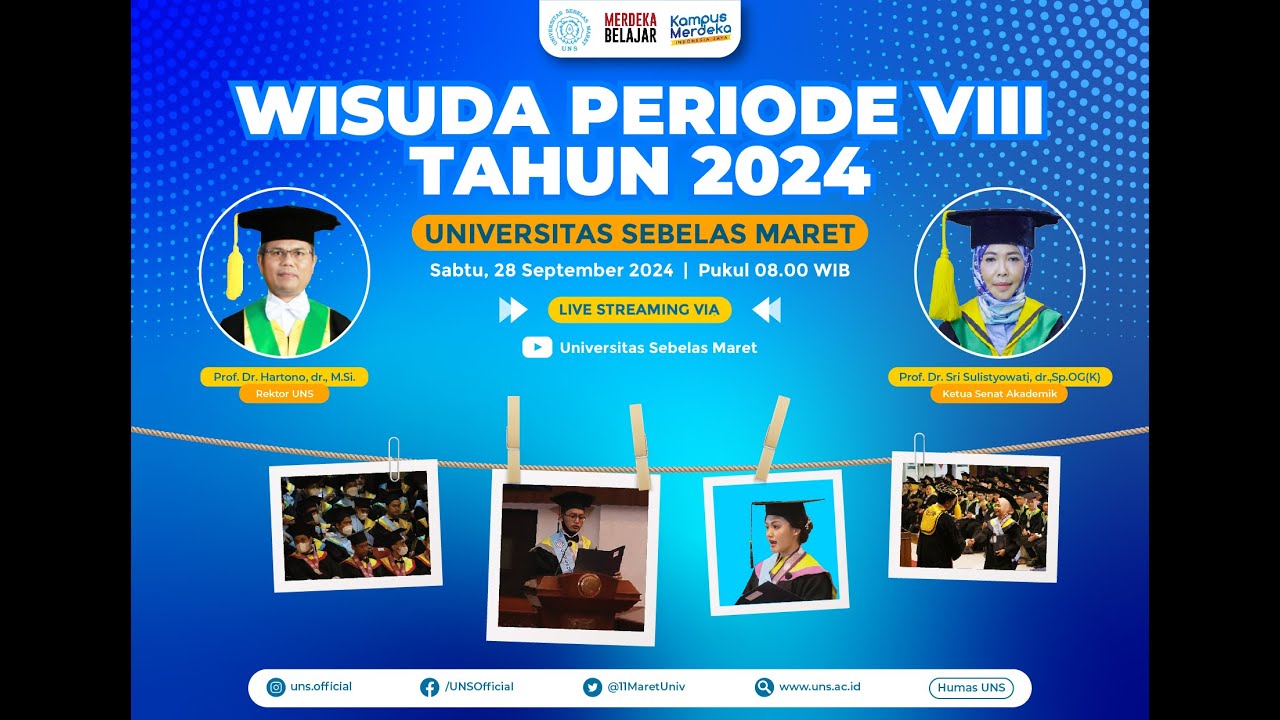 Wisuda Periode 8 Tahun 2024 Universitas Sebelas Maret - Sabtu, 28 September 2024