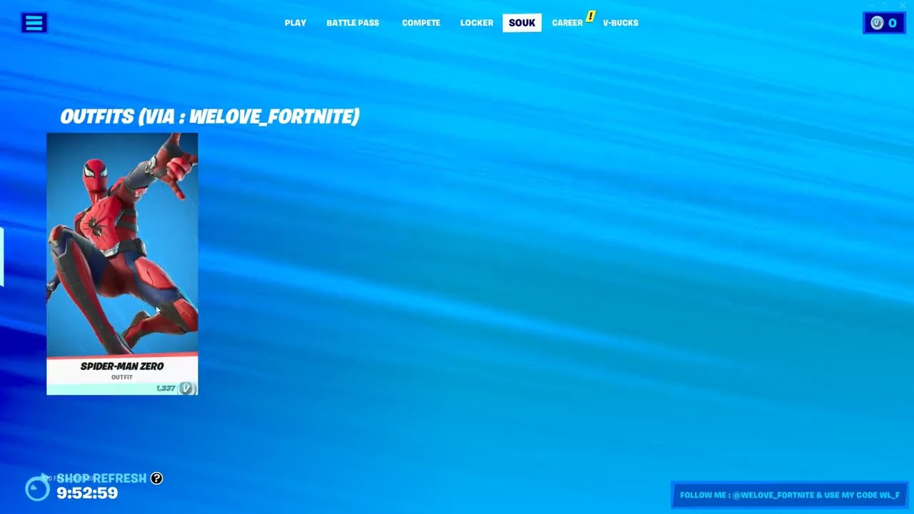 Leaked Spider-Man Zero Skin Item Shop Preview