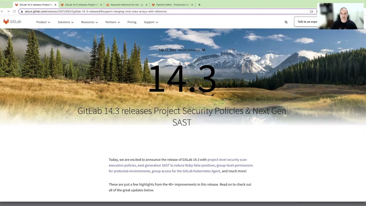GitLab 14.3 - Support merging CI/CD rules arrays with !reference