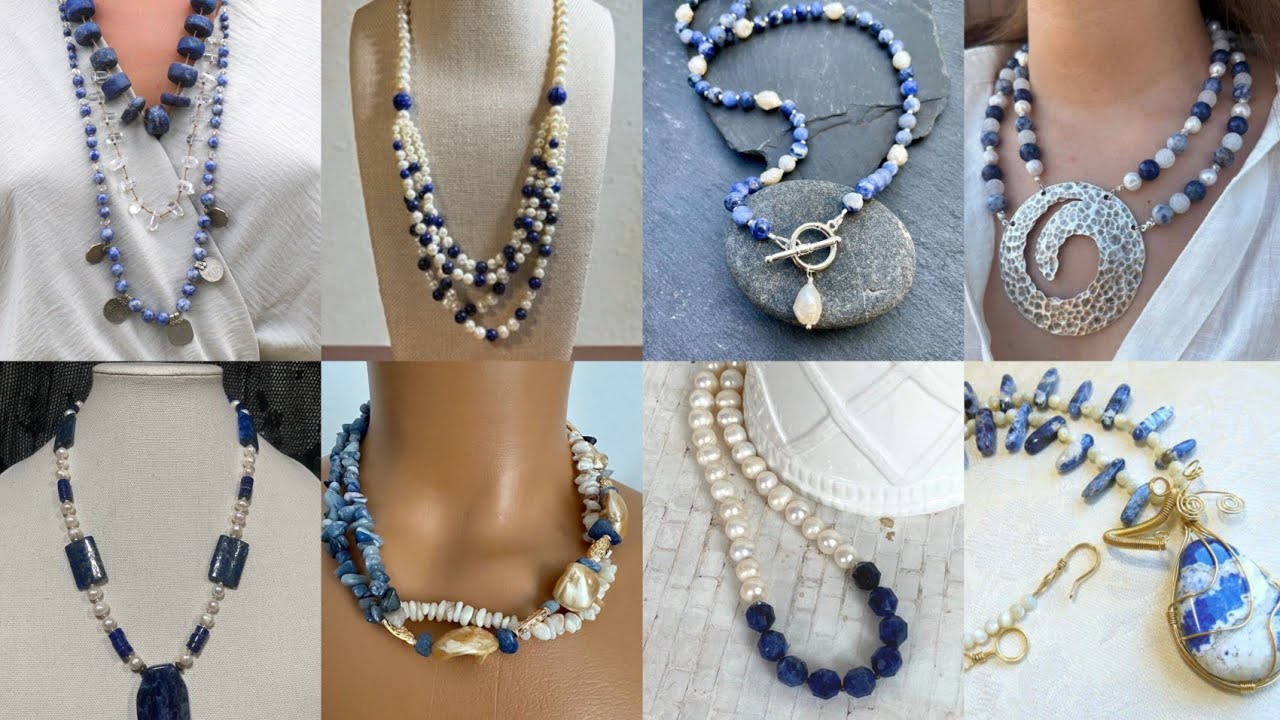 Sodalite with White Pearl Necklace Design, Bold Yet Graceful😍