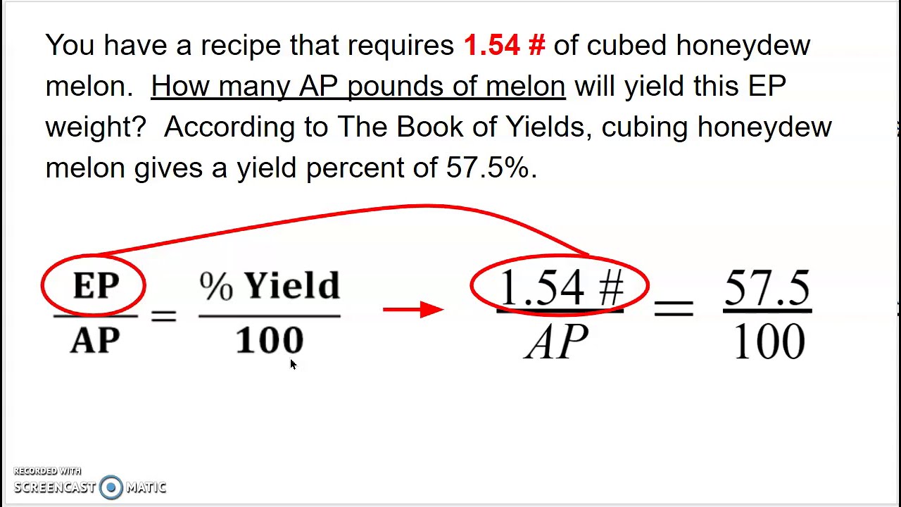 Section 3.2 Calculating EP and AP using yield percent