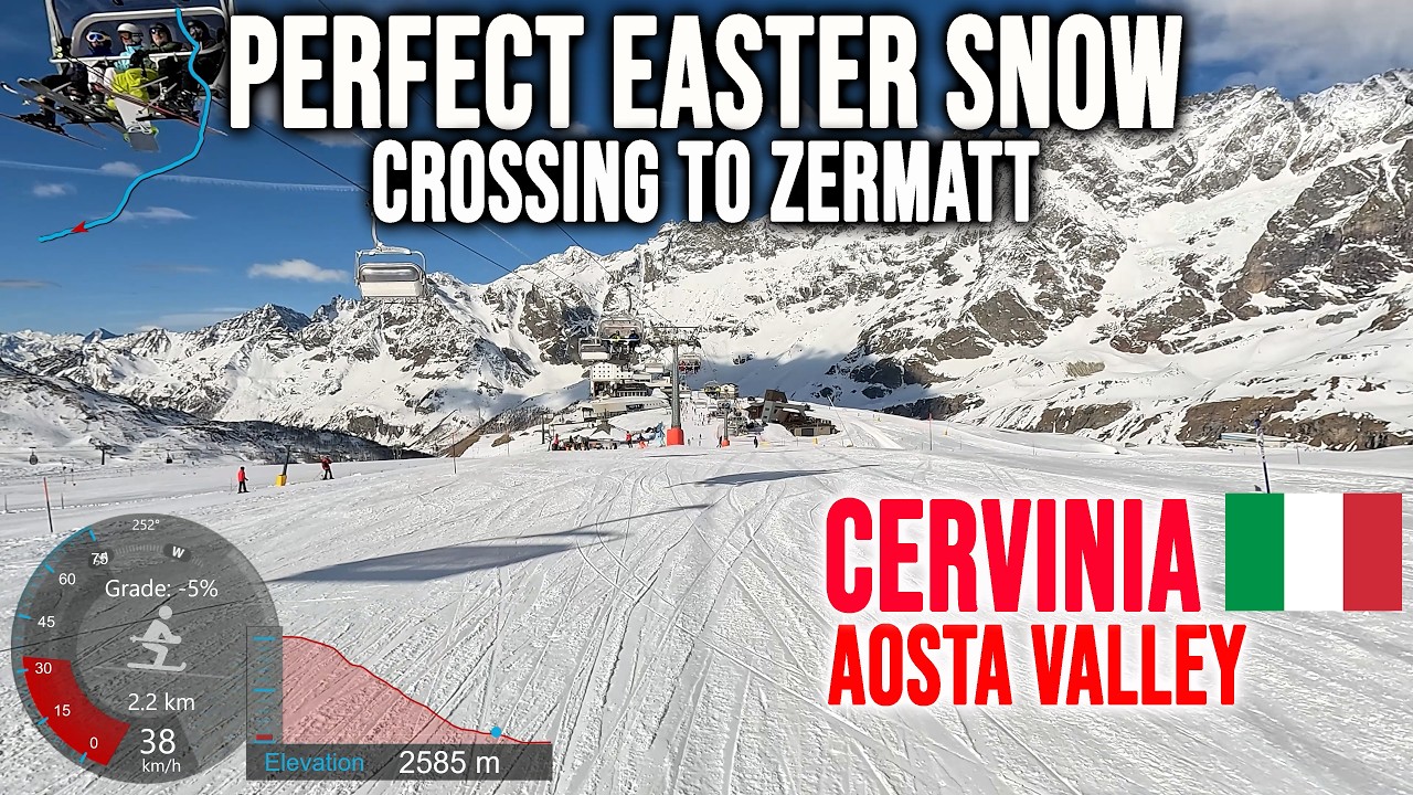 [4K] Skiing Cervinia, Perfect Easter Snow - Crossing to Zermatt, Aosta Valley Italy, GoPro HERO13