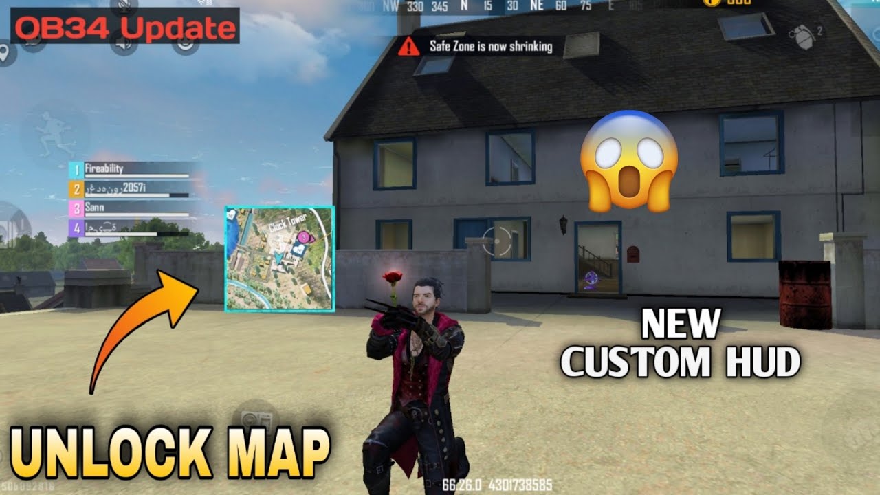 OB34 UPDATE CUSTOM HUD CHANGES | UNLOCK MAP AND NAME MARKING NUMBERS DIGIT COLOURFUL | FF UPDATE