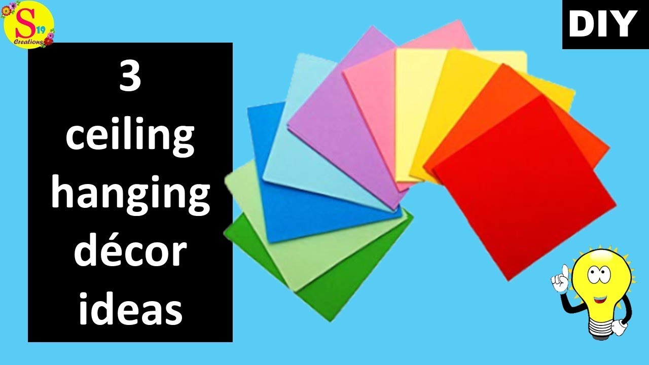 3 ceiling hanging ideas with paper | Paper craft ideas for room decoration | diy room decor 2019