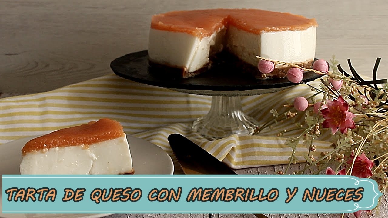 TARTA DE QUESO FRESCO CON MEMBRILLO Y NUECES