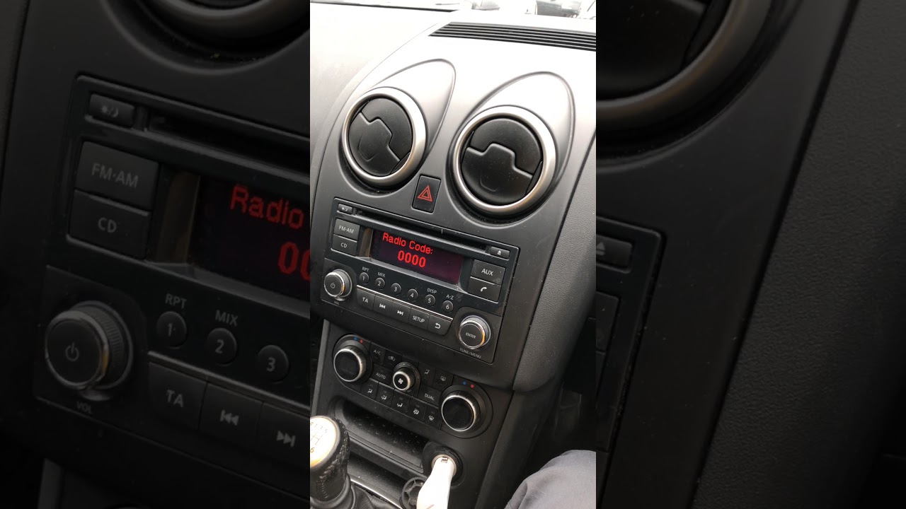 Nisaan qashqai+2 unlocking radio code