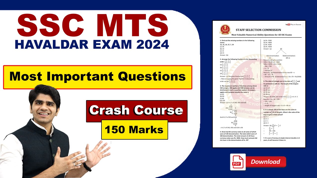 IMPORTANT STUDY MATERIAL FOR SSC MTS EXAM 2024 | SUBJECT WISE & TOPICS WISE IN PDF