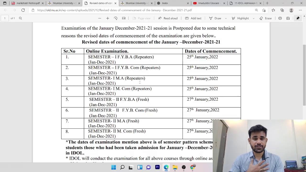 IDOL Mumbai University New Updates and Q & A Session @Imaduddin Educare