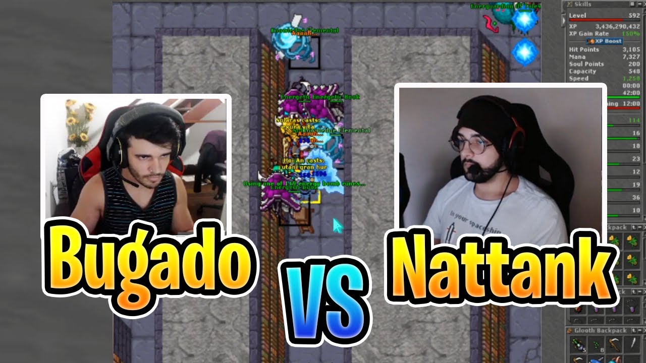 Bugado e Nattank se encontram e batalham, druid vs druid - Tibia #Gamelab