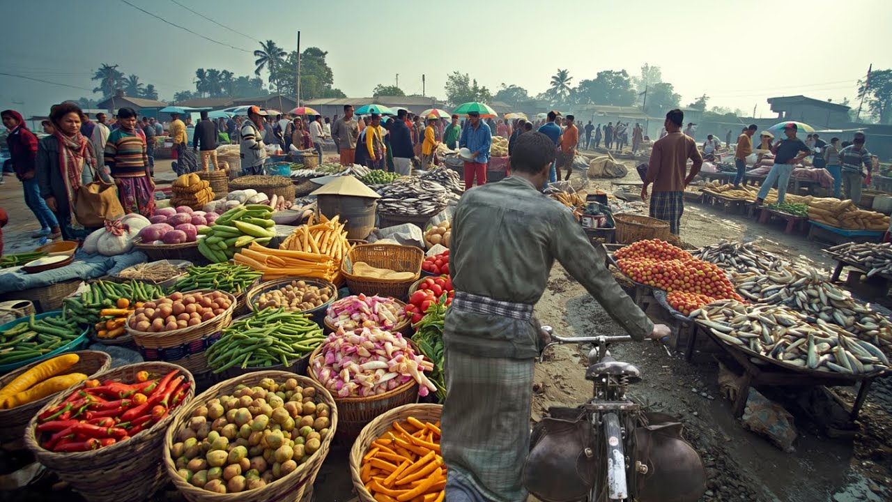 খোলা আকাশের নিচে বসেছে শীতের এই গ্রামীণ হাট| Narayankhola Bazaar in Winter