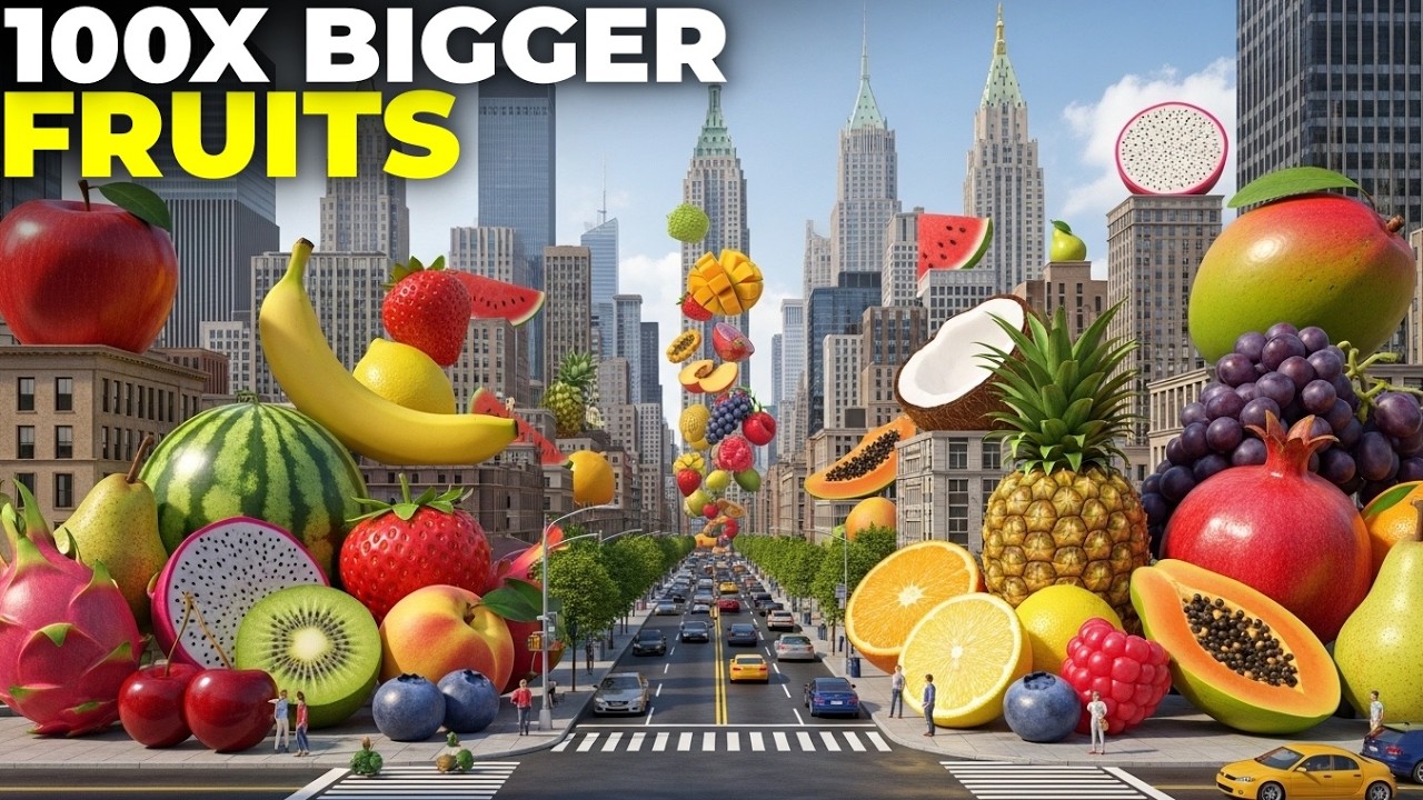 100x Fruits Size Comparison 3D | Giant Apple vs Banana vs Watermelon Extreme Scale