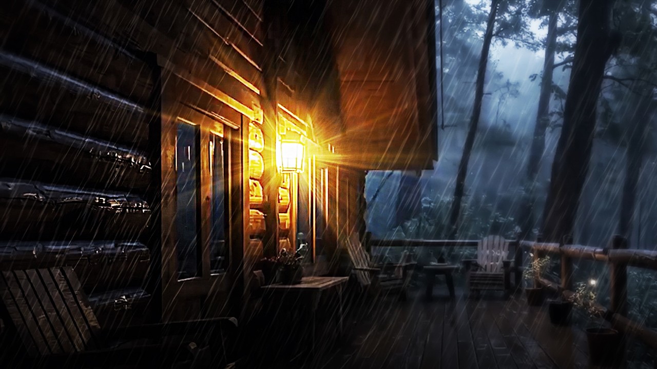 9 HOURS Heavy Rain on Cozy Cabin Porch 🌧️ Deep Sleep Ambience