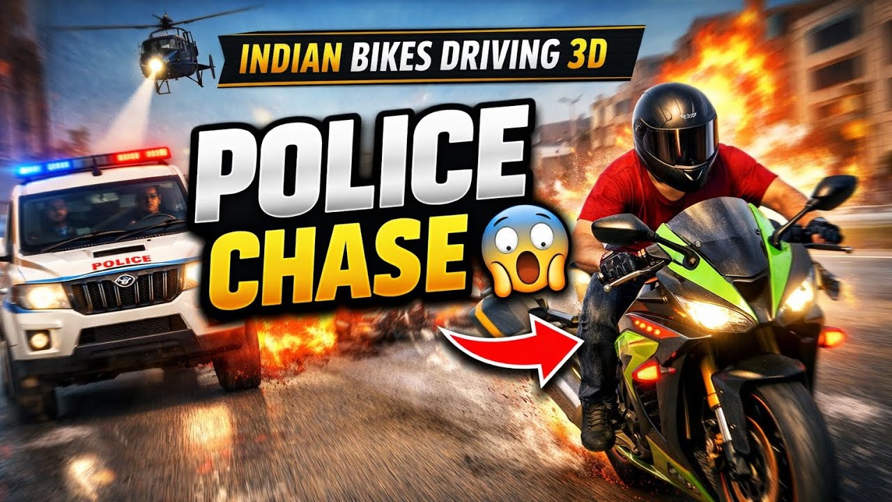 🚀 Indian Bikes Driving 3D Gameplay | Extreme Stunts, Police Chase & Real Indian Bikes 😱🔥 #gaming 