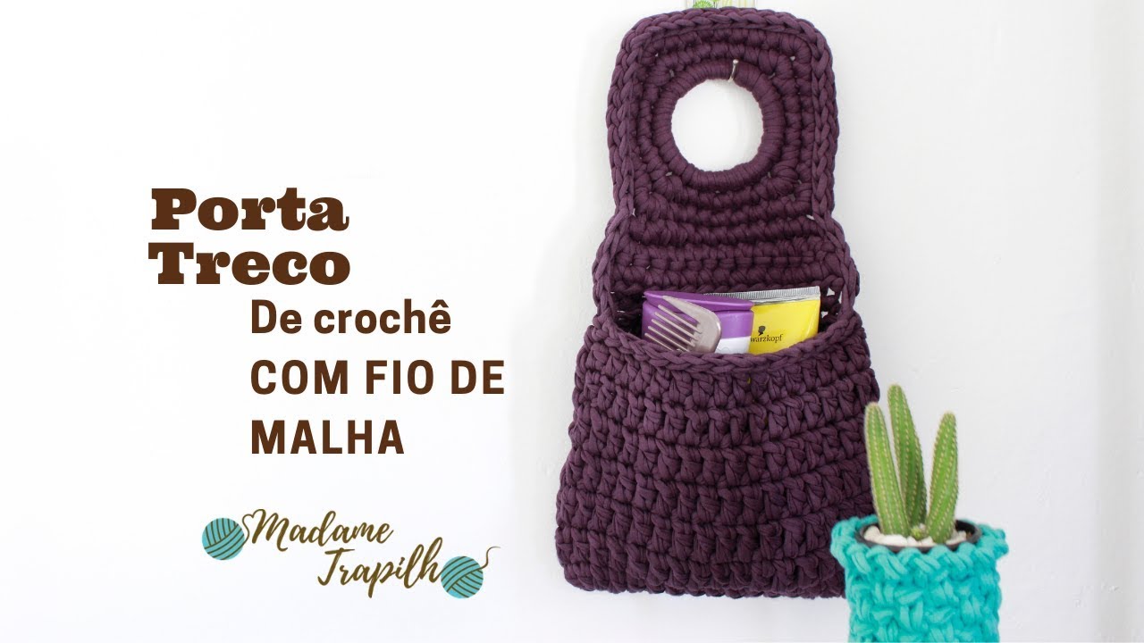 Porta Treco de Crochê com Fio de Malha - passo a passo