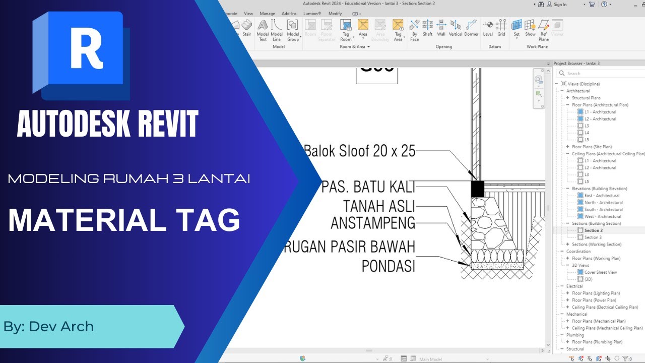 Keterangan (material tag) Revit | Modeling Rumah Autodesk Revit // Bag. 18