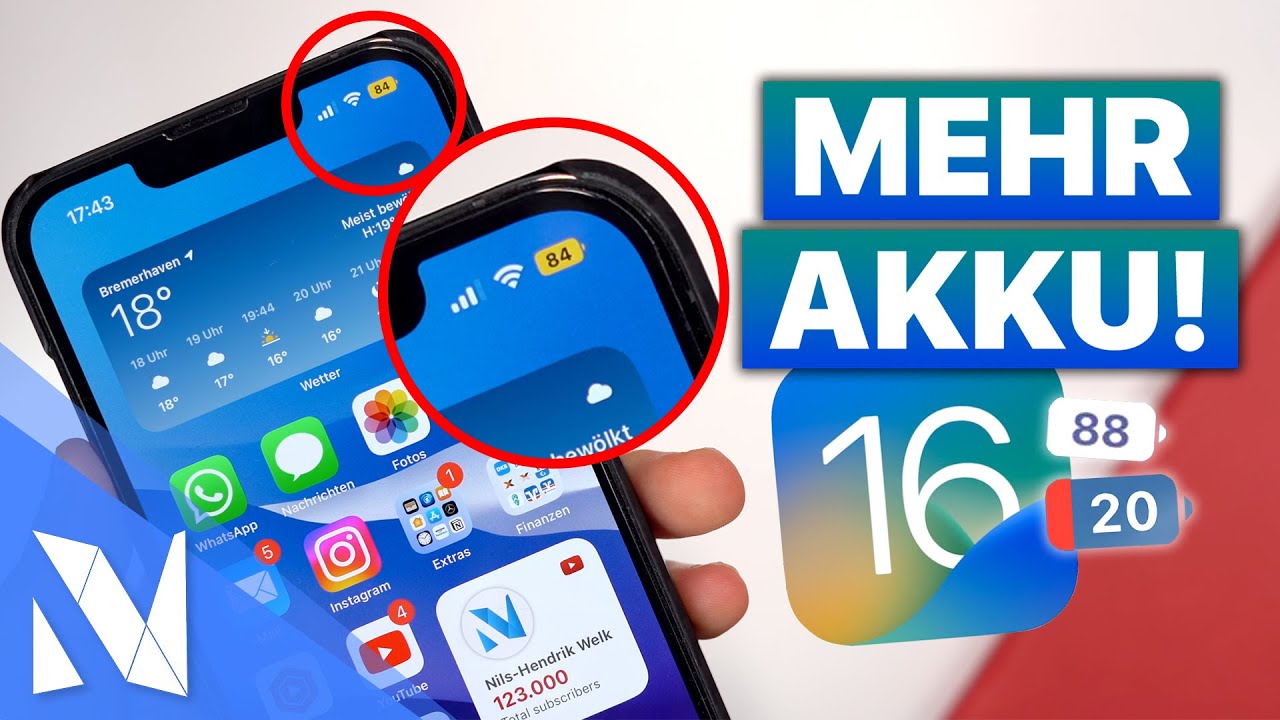 iOS 16 - Akku/Batterie Tipps, Tricks & Einstellungen f&uuml;r MEHR Akkulaufzeit! | Nils-Hendrik Welk