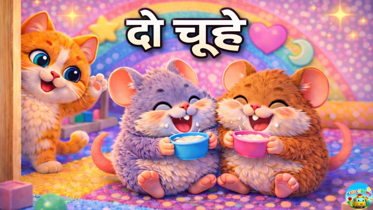 दो चूहे 🐭🐭 | Hindi Nursery Rhyme | Cute 3D Cartoon for Kids