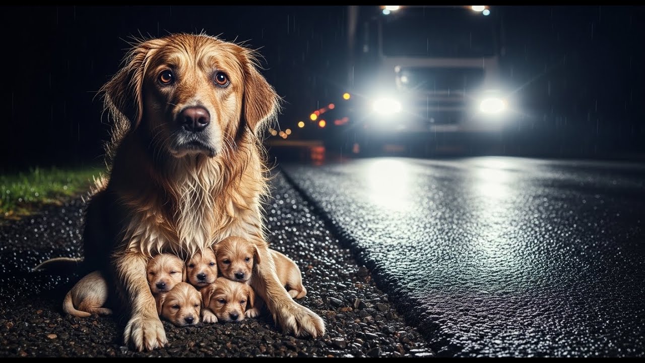 The mother dog and her puppies were abandoned in the suburbs. Heartbreaking Rescue!