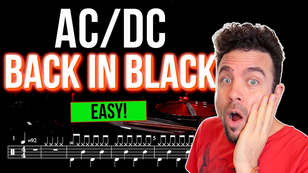 AC/DC - Back in Black - Drum Cover (with scrolling drum sheet)