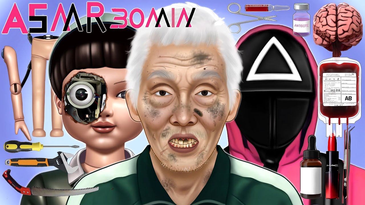 ASMR 오징어 게임1,2,3 애니메이션 모음집1 | 로봇 수리, 오일남, 머릿니, 성형 | ASMR Squid Game Animation Collection