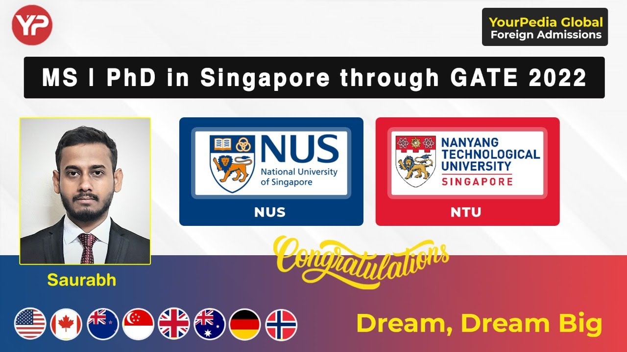 NTU & NUS in Singapore through GATE Exam | All Details of NTU & NUS MS & PhD program through GATE