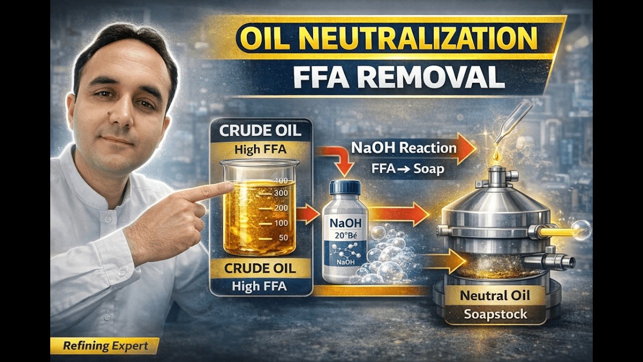 Neutralization Process of Edible Oils & Fats | Caustic Soda Calculation for FFA Removal
