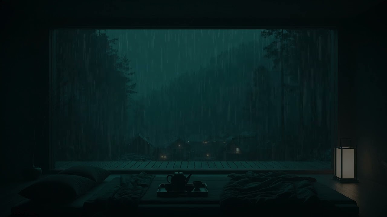 Heavy Rain in a Dark Room at Night | Relaxing Rain Sounds for Deep Sleep & Stress Relief