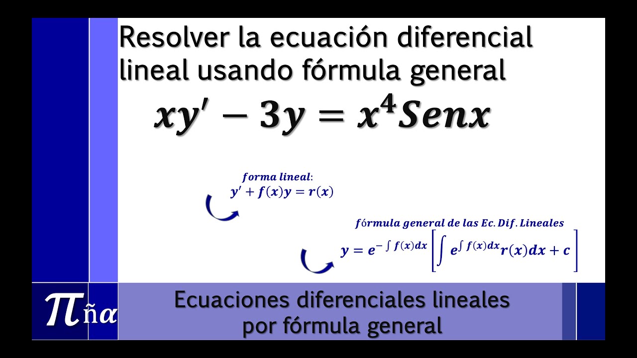 Ecuaciones Diferenciales Lineales usando fórmula general (ejemplo 4/4)