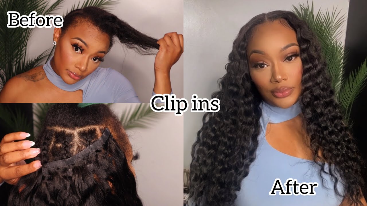 HOW TO: INSTALL CLIP IN  EXTENSIONS, DEEP WAVE ; EASY DIY SEAMLESS CLIP INS| EVALYN ROSE HAIR