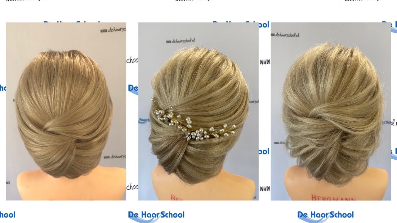 3 x een lage knot, 3 x a low bun