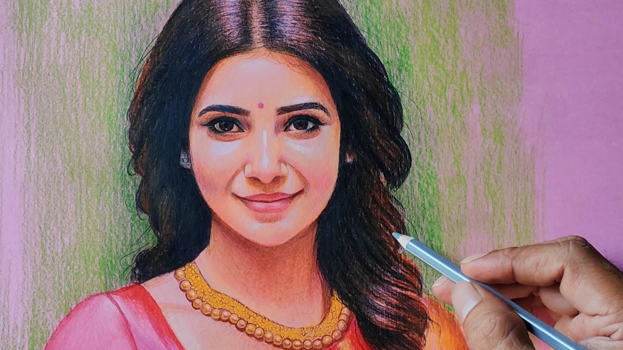Samantha Ruth Prabhu Color Pencil Drawing Video | Live Art Chennai