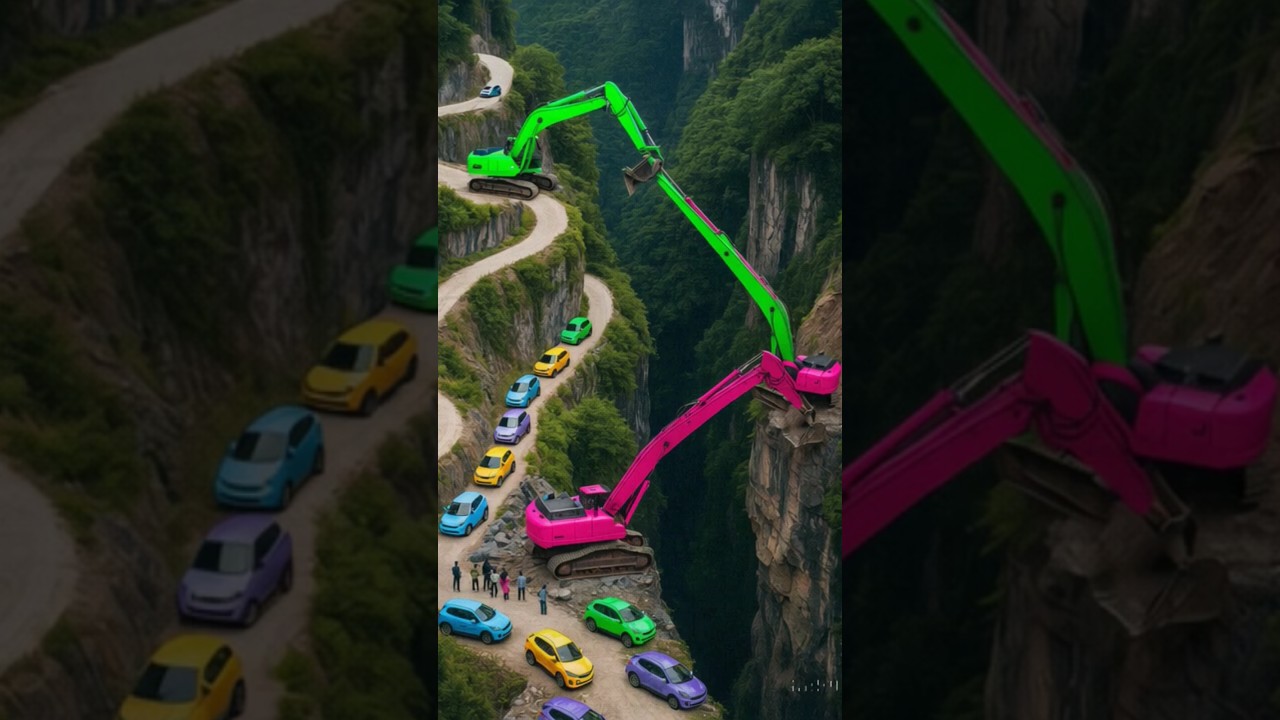 M&aacute;y x&uacute;c, &ocirc; t&ocirc; v&agrave; c&ocirc;ng nh&acirc;n l&agrave;m việc si&ecirc;ng năng #mayxuc #automobile #excavator