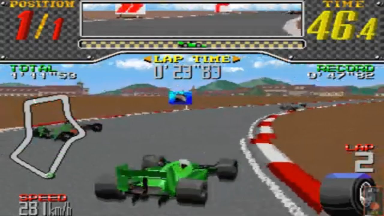 Racing Beat - Taito Z System Hardware - Green Player Car - U.K. - Corrida Completa/Full Race