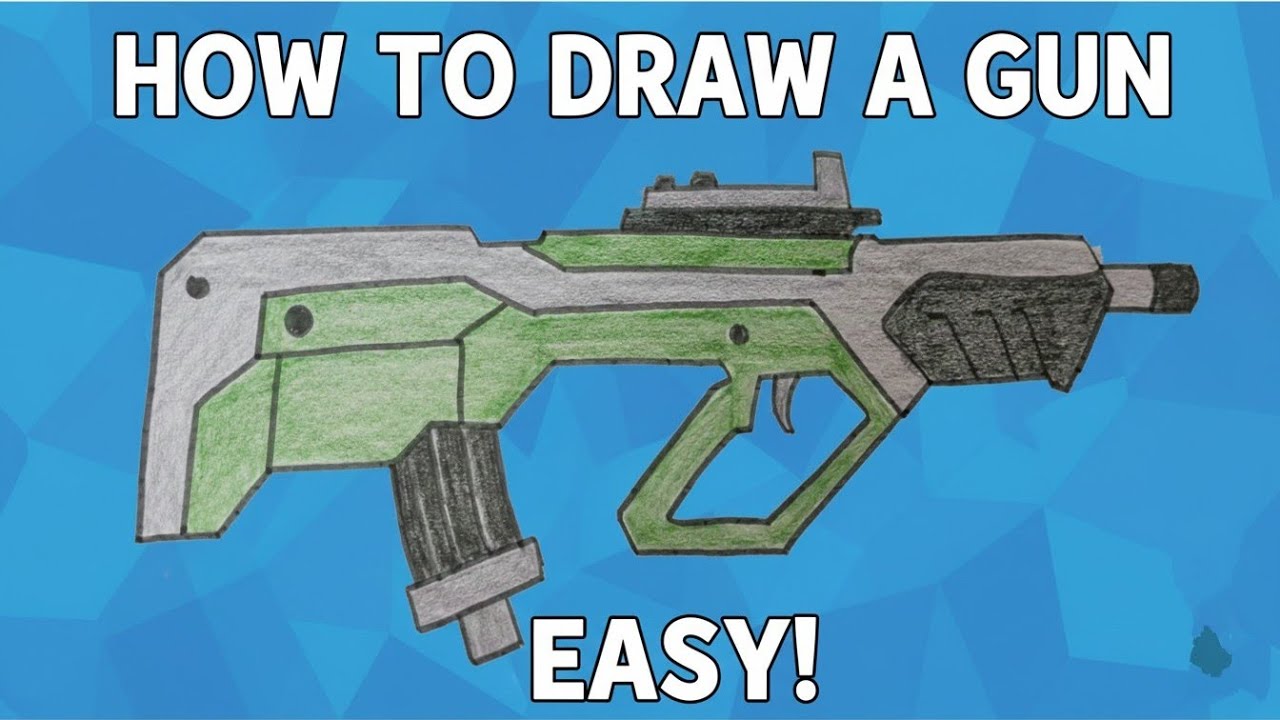 Easy Drawing : Gun | How to Draw A Gun | 