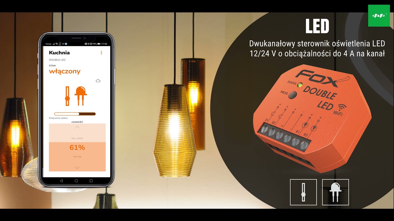 FOX - moduł: DOUBLE LED. Sterowanie wifi. Dwukanałowy ściemniacz led (12-24V).