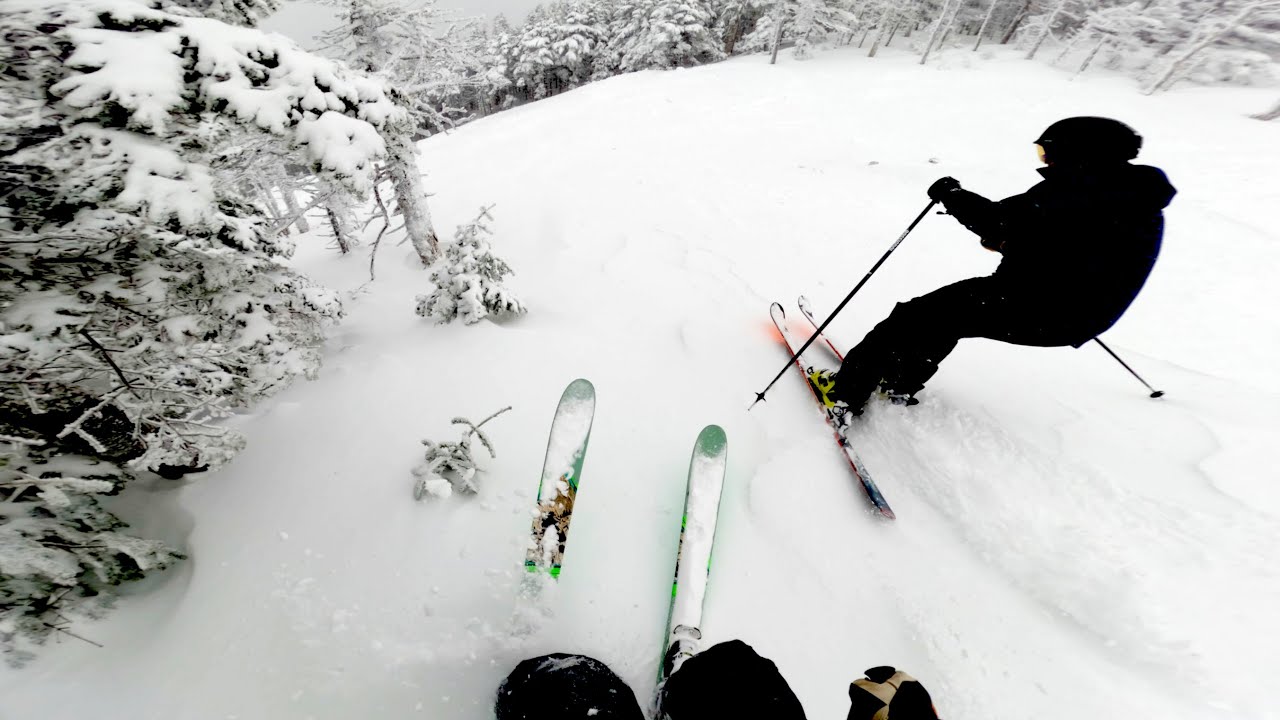 Skiing Black Beauty at Saddleback Maine