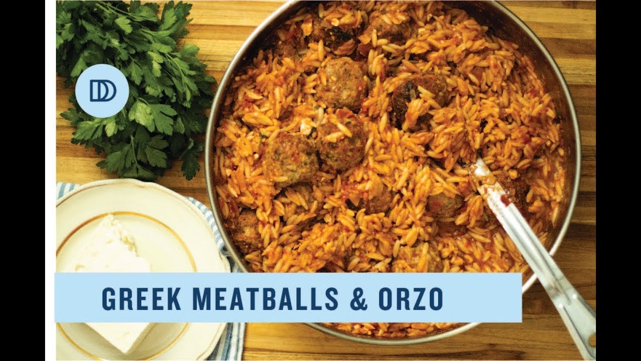 Keftedes Youvetsi: One Pan Baked Meatballs & Orzo Pasta