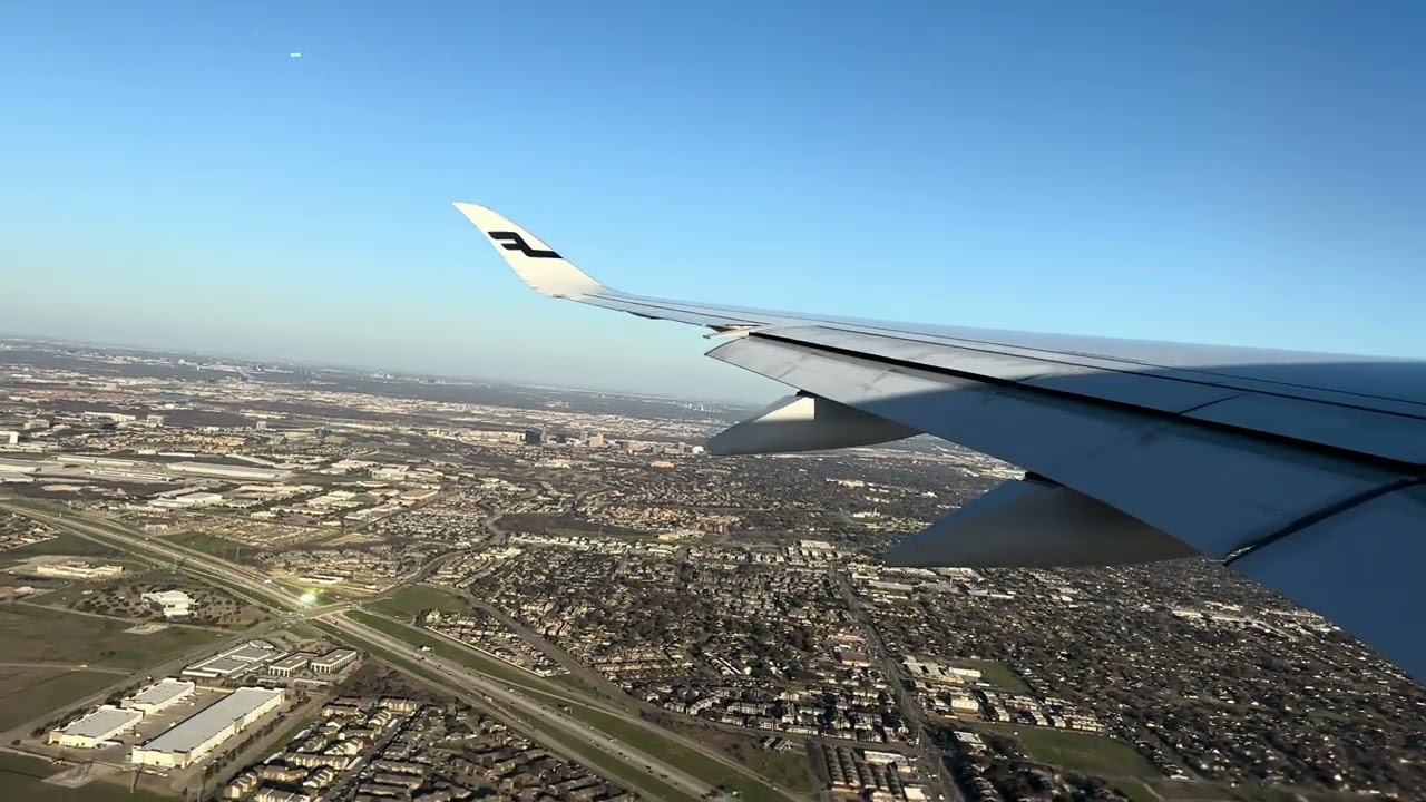 Finnair A350-900 (OH-LWE) Dallas - Helsinki TAKEOFF Runway 17C - 25 Feb 2024