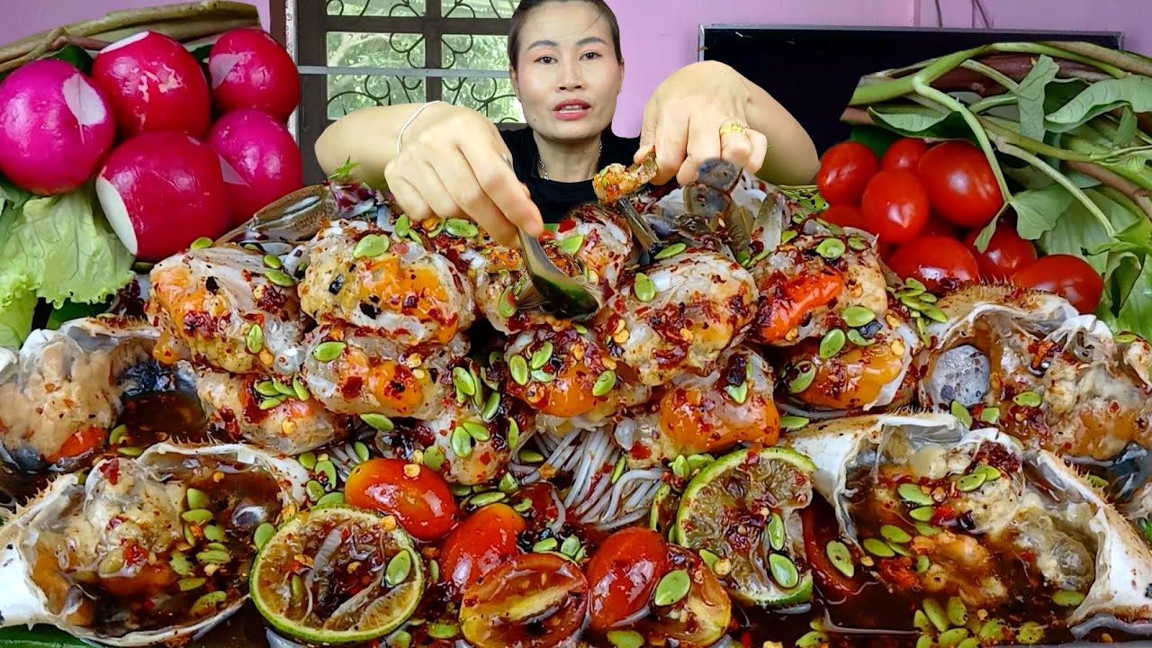 ปูไข่ดองมันเยิ้มๆตำนัวๆไส่ขนมจีนเผ็ดแซ่บจัดจ้านสุดๆเลยจ้า|หนิงมาพาแซ่บ16 เมษายน 2026