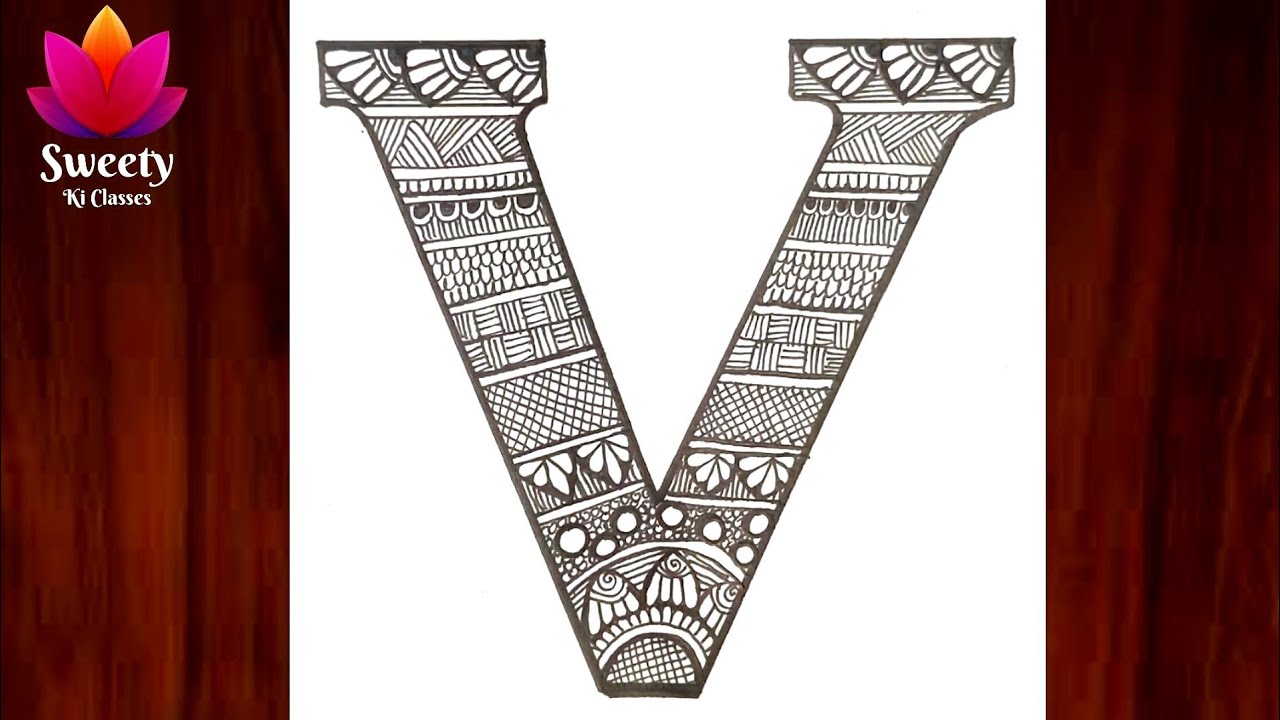 Alphabet V Mandala Art | How to write Letter V